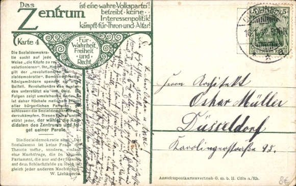 Artist Postcard The Great Kladderadatsch, Forward under the old revolutionary flag, The Center