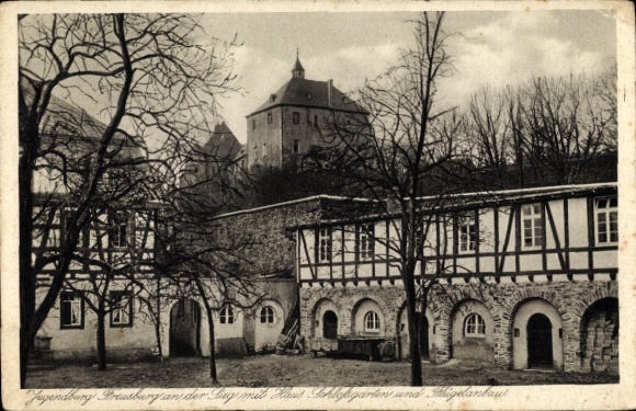 Postcard Freusburg an der Sieg churches, youth castle, castle garden, wing extension