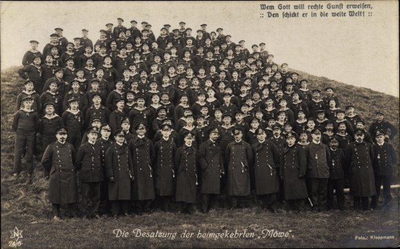 Postcard German seafarers, the crew of the seagull that had returned, Novitas 24/6