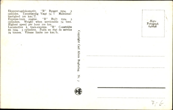 Postcard Swedish locomotive No. 963