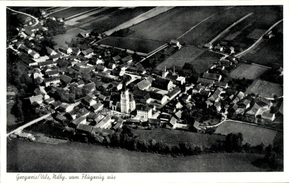 Ak Gergweis Osterhofen in Niederbayern, Fliegeraufnahme