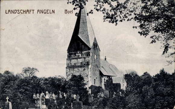 Ak Böel in Holstein, Kerk, Begraafplaats
