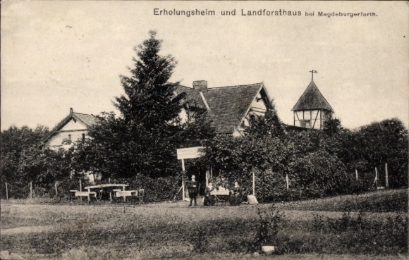 Ak Magdeburgerforth Möckern in het Jerichower Land, rusthuis, boswachtershuis