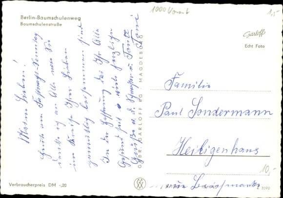 Postcard Berlin Treptow Baumschulenweg, Baumschulenstraße