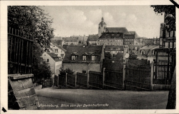 Ak Ronneburg in Thüringen, uitzicht vanaf de Bahnhofstraße