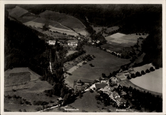 Ak Oberglottertal Glottertal im Schwarzwald, Fliegeraufnahme, Kuranstalt Glotterbach, Sanatorium