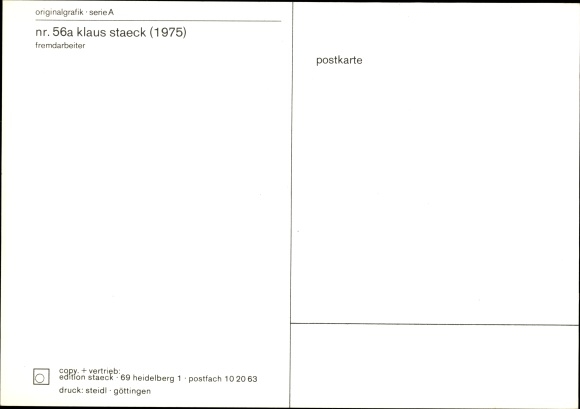 Artist PC Staeck, Klaus, foreign workers, garbage collection