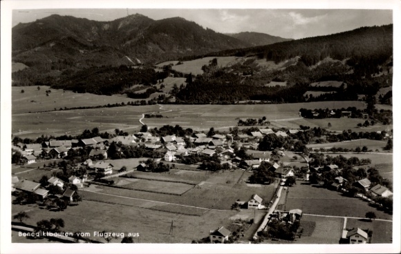 Postcard Benediktbeuern in Upper Bavaria, aerial photograph
