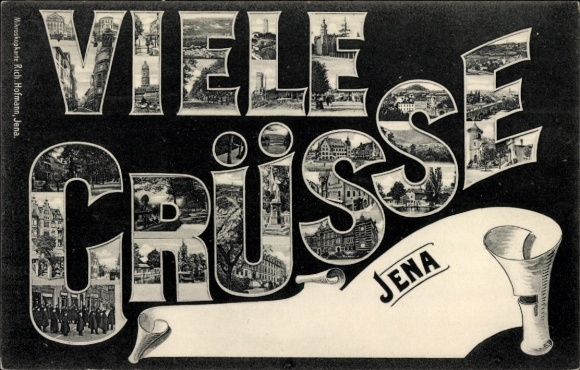 Letters Postcard Jena in Thuringia, partial views