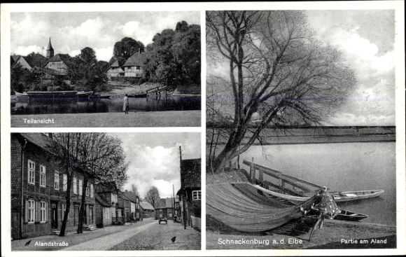 Ak Schnackenburg an der Elbe, Aland, Teilansicht, Alandstraße