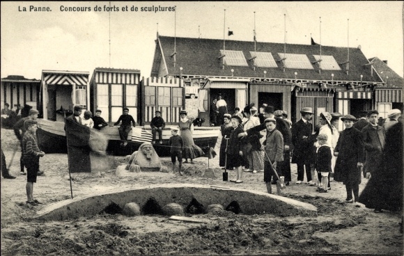 Postcard La Panne Westflandern, Competition of forts and sculptures