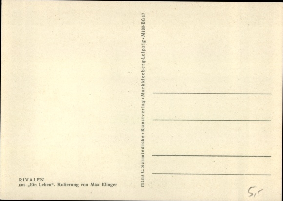 Artist Postcard Klinger, Max, Rivalen, Ein Leben