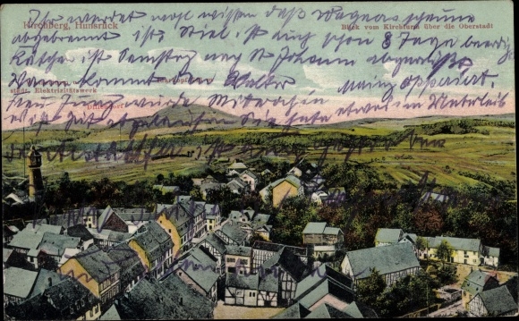 Postcard Kirchberg im Hunsrück, upper town seen from the church tower