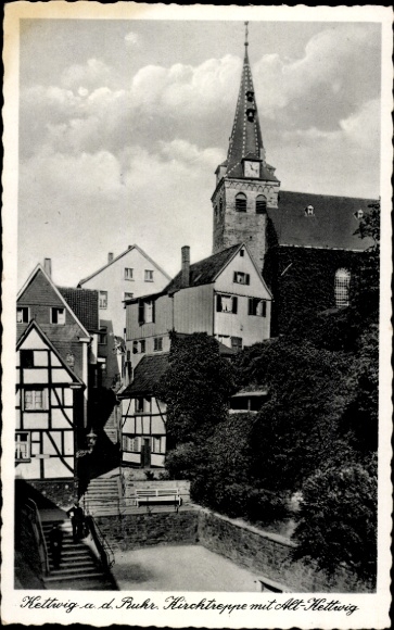 PC Kettwig Essen in the Ruhr area, church stairs, old town