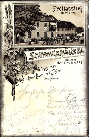 Chromo-Litho Freilassing in Upper Bavaria, Gasthaus Schmiedhäusel