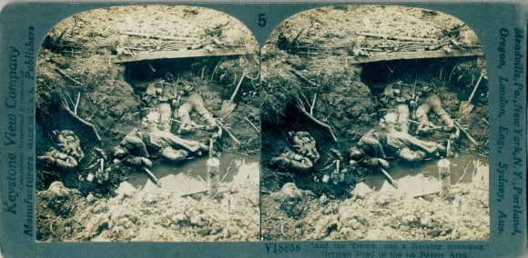 Stereo photo German Dead in the La Basse area, I WK