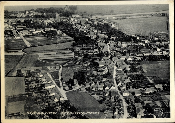 Postcard Hoya on the Weser, total view of the town, aerial photo