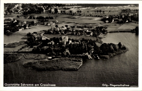 Postcard Wernsdorf Königs Wusterhausen, Crossinsee, Krossinsee, restaurant, aerial photograph