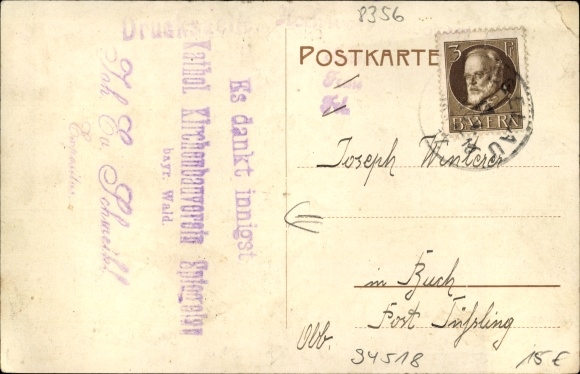 Postcard Spiegelau in the Bavarian Forest of Lower Bavaria, Catholic workers&#39; home on the edge of the forest