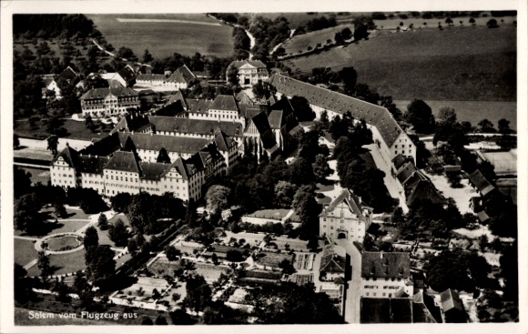Postcard Salem in the Bodenseekreis Baden, Imperial Abbey, aerial photograph