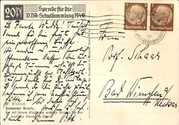 Artist Postcard Willrich, Wolfgang, Sergeant Helmut Arpke, Knight's Cross holder, VDA school collection 1940