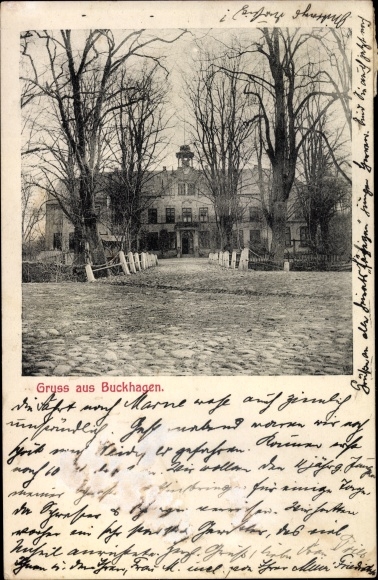 Ak Buckhagen Rabel Schleswig Holstein, Gutshaus, Straßenpartie