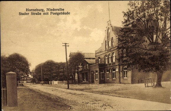 Ansichtkaart Horneburg in het Altes Land, Stader Straße, postkantoor