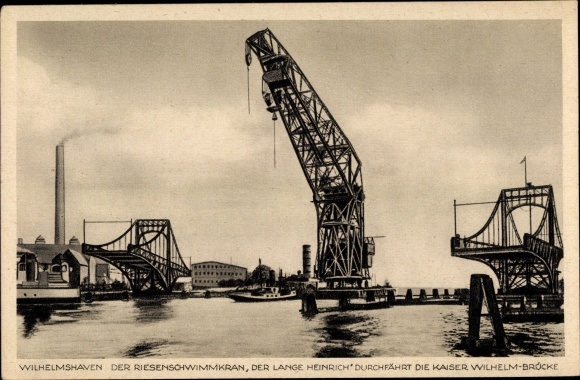 PC Wilhelmshaven in Lower Saxony, giant floating crane, Langer Heinrich, Kaiser Wilhelm Bridge