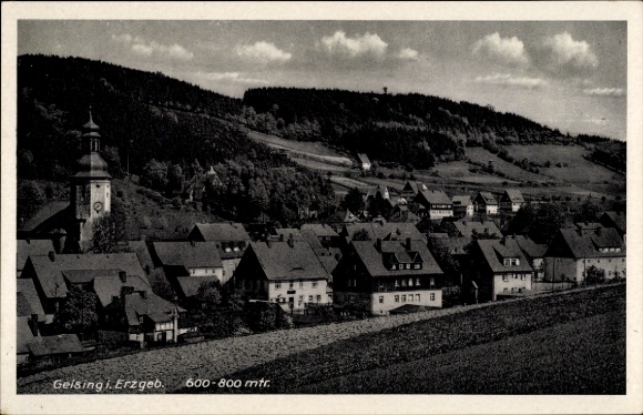 Postcard Geising Altenberg in the Ore Mountains, total view