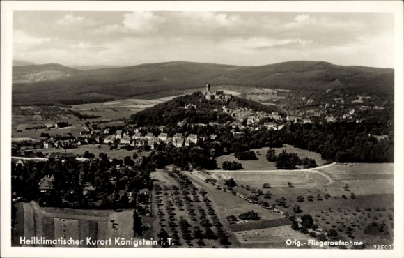 Postcard Königstein im Taunus, climatic health resort, aerial photograph, mountains, city view