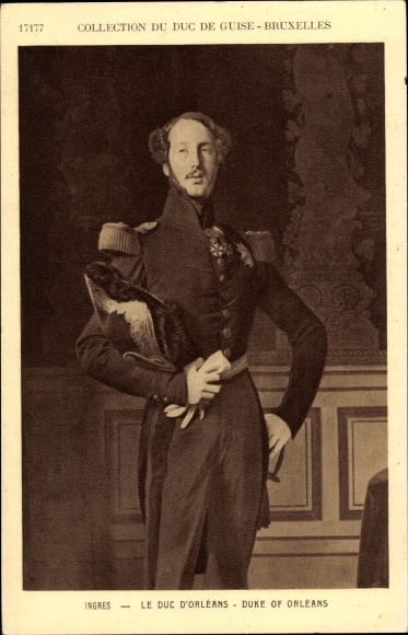 Artist Postcard Ingres, Ferdinand Philippe d&#39;Orléans, Duke of Chartres, portrait in Uniform, Duke of Guise