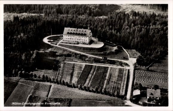 Postcard Rosenheim Oberbayern, Mothers' Rest Home, aerial photograph