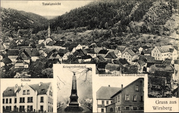 PC Wirsberg in the Franconian Forest Bavaria, long shot, school, war memorial, inn by Johann Seidel