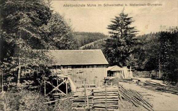 KP Mellenbach Glasbach w Schwarzatal Turyngia, Blumenau, starożytny młyn