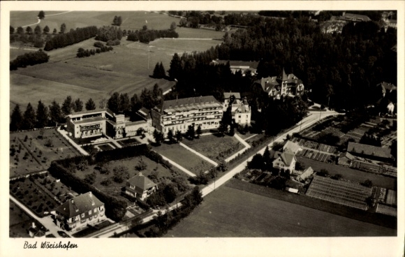 Postcard Bad Wörishofen in Unterallgäu, aerial view of gardens, buildings