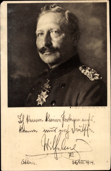 Postcard Kaiser Wilhelm II., I don&#39;t know any parties anymore, quote 1914