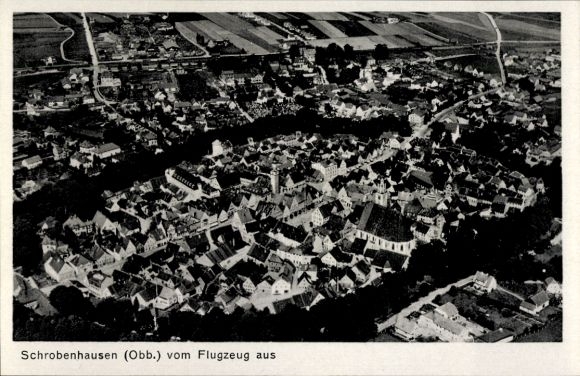 Postcard Schrobenhausen in Upper Bavaria, aerial photograph