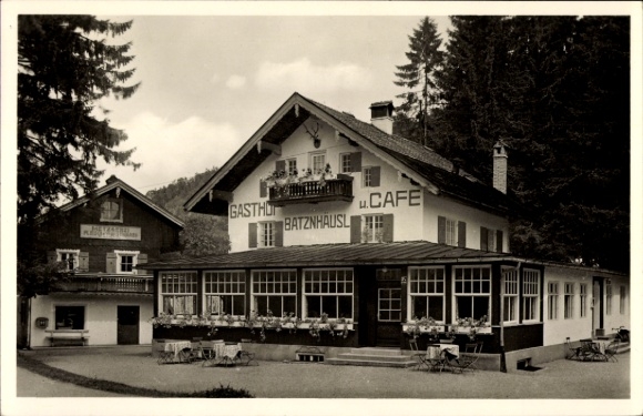 Postcard Kreuth am Tegernsee Upper Bavaria, Inn, Café and Butcher's Shop at Batzenhäusl