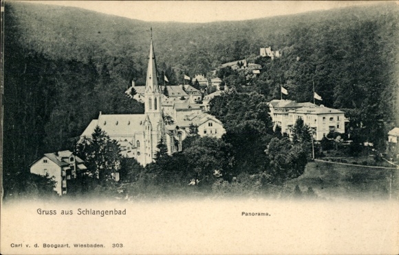 Postcard Schlangenbad in the Taunus Hessen, panoramic view