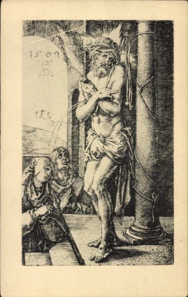 Artist Postcard Dürer, A., Man of Sorrows, Praying People
