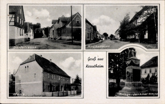 Postcard Krautheim Weimarer Land, Kirchstraße, Dorfstraße, Parish, War Memorial