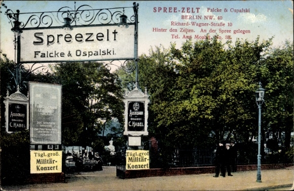 Ak Berlin Tiergarten, Spreezelt, Falcke & Ospalski, Richard-Wagner-Straße 10, Militär-Konzert