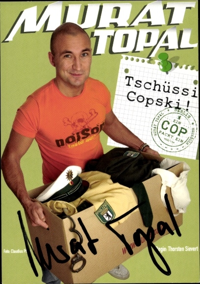 Postcard comedian Murat Topal, portrait, autograph