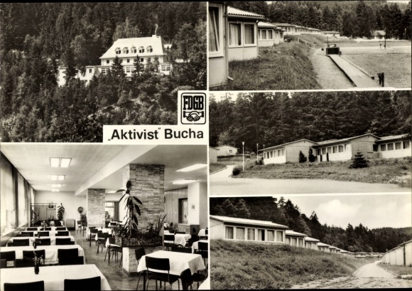 Postcard Bucha Unterwellenborn in Thuringia, FDGB convalescent home activist, interior view, bungalows