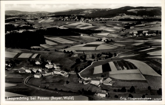 Postcard Leoprechting near Passau Bavarian Forest, aerial photograph