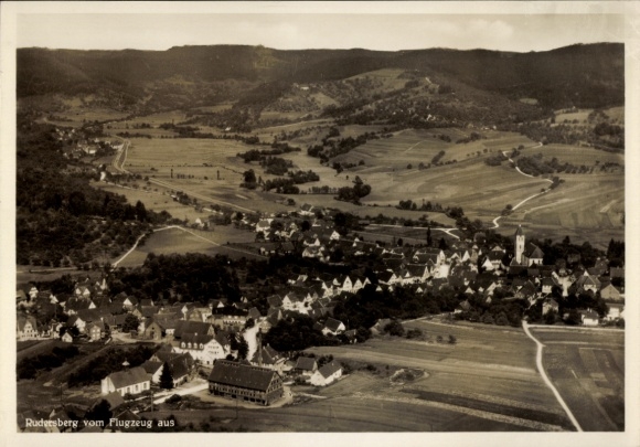 Ak Rudersberg in Württemberg, Luftaufnahme von  idyllische Landschaft,  Architektur, Städtebau