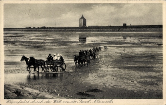 Postcard Hamburg Insel Neuwerk, Wagenfahrt