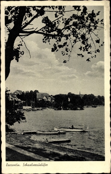 Postcard Zarrentin am Schaalsee, boats on the shore