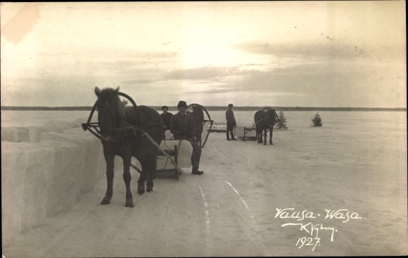 Photo Vaasa Wasa Finland, sleigh teams in winter 1927