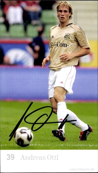 Autograph card Andreas Ottl, FC Bavaria Munich, T-Com, autograph